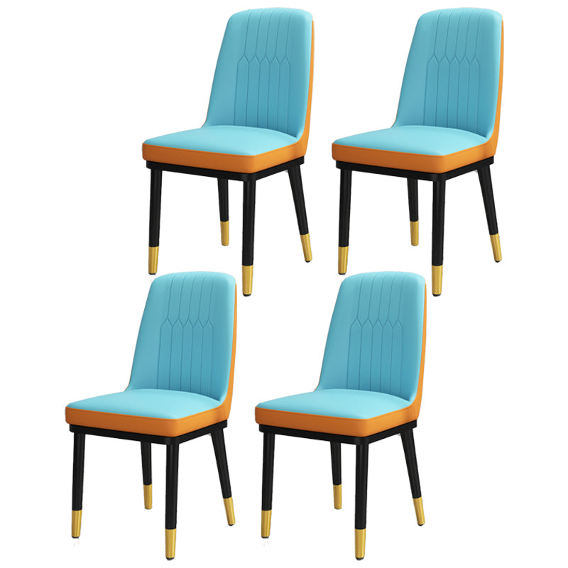 Scandinavian Style Metal Dining Chair Dining Room Upholstered Parsons Armless Chair
