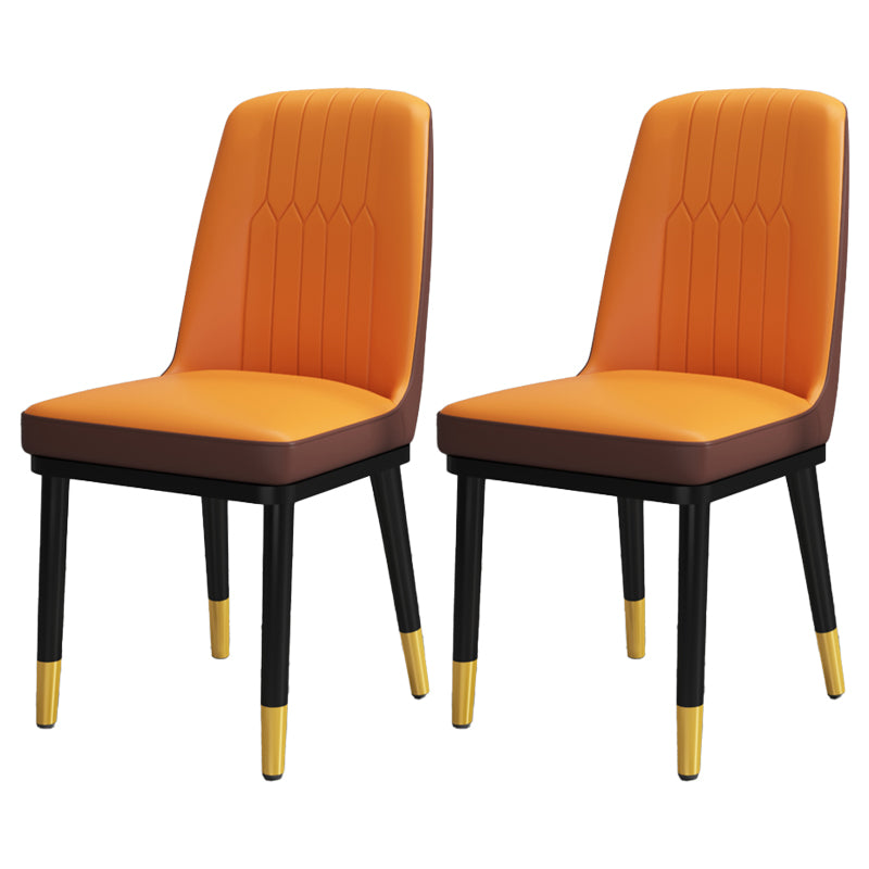Scandinavian Style Metal Dining Chair Dining Room Upholstered Parsons Armless Chair