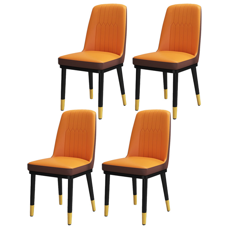 Scandinavian Style Metal Dining Chair Dining Room Upholstered Parsons Armless Chair