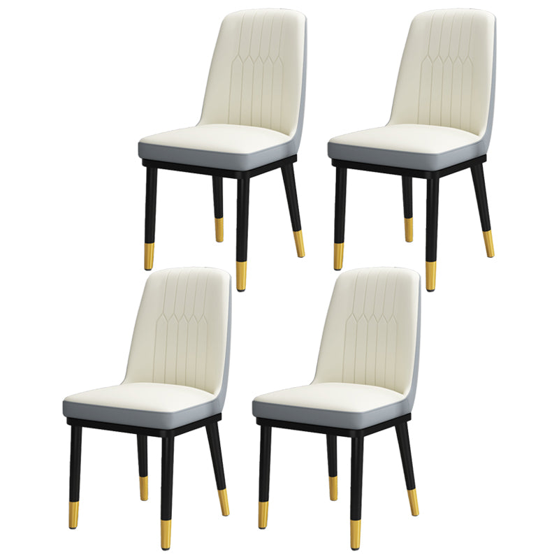Scandinavian Style Metal Dining Chair Dining Room Upholstered Parsons Armless Chair