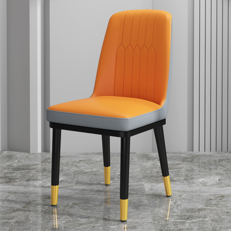 Scandinavian Style Metal Dining Chair Dining Room Upholstered Parsons Armless Chair