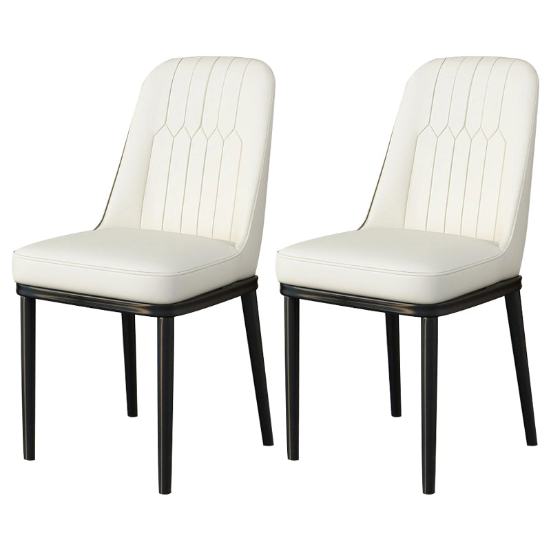 Scandinavian Style Metal Dining Chair Dining Room Upholstered Parsons Armless Chair