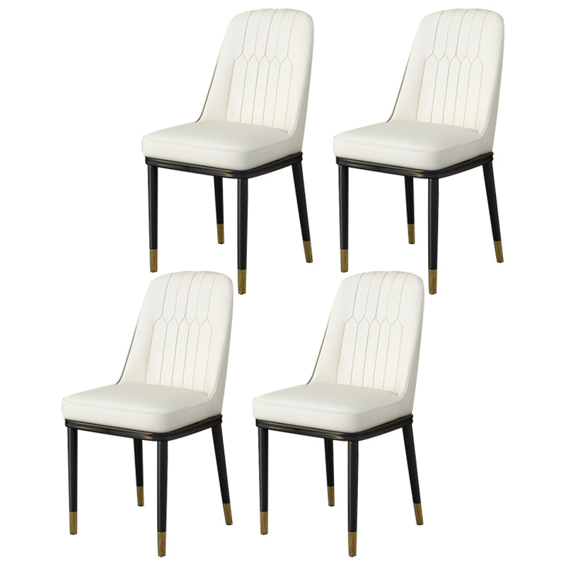 Scandinavian Style Metal Dining Chair Dining Room Upholstered Parsons Armless Chair