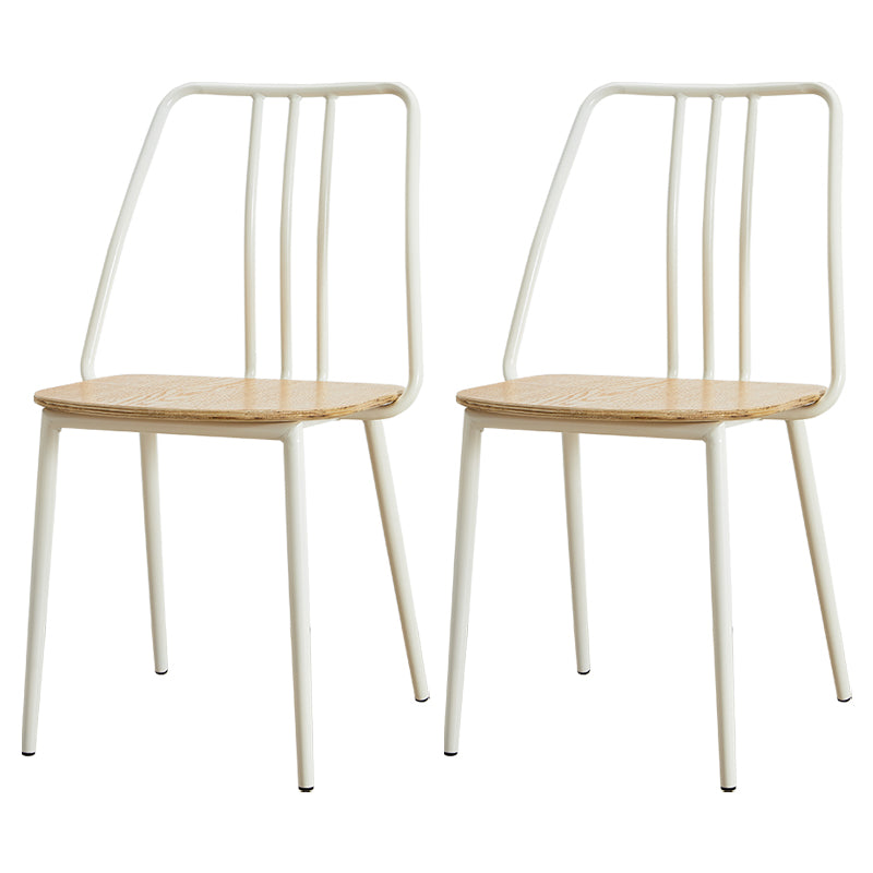 Chaise de salle à manger contemporaine en métal, chaise sans bras arrière à lattes pour cuisine