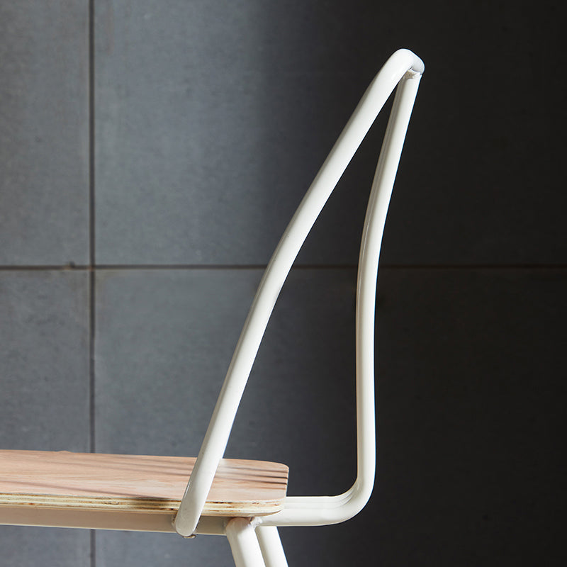 Contemporary Metal Dining Chair Slat Back Side Armless Chair for Kitchen