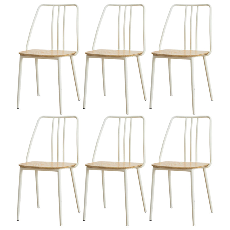 Contemporary Metal Dining Chair Slat Back Side Armless Chair for Kitchen