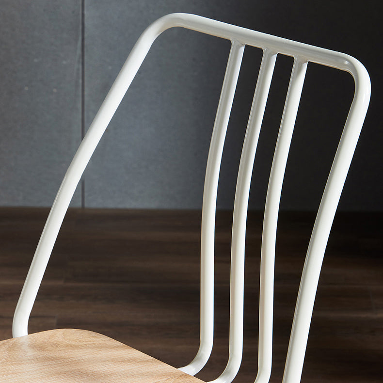 Contemporary Metal Dining Chair Slat Back Side Armless Chair for Kitchen