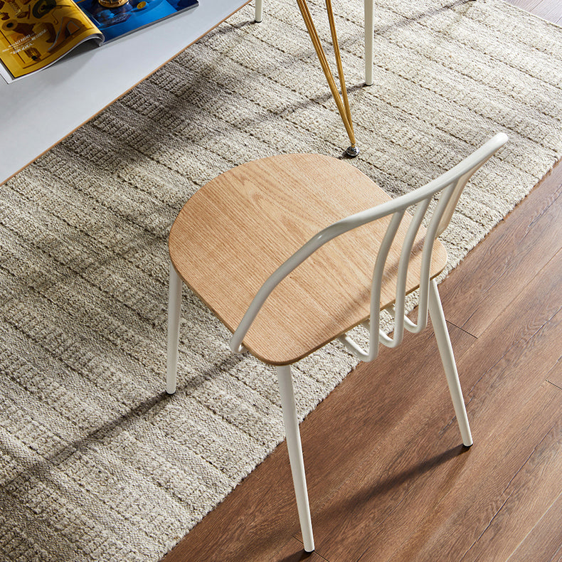 Contemporary Metal Dining Chair Slat Back Side Armless Chair for Kitchen