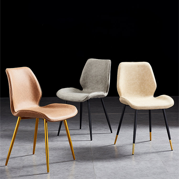 Modern Upholstered Armless Dining Chairs Wingback Side Chairs with Metal Legs