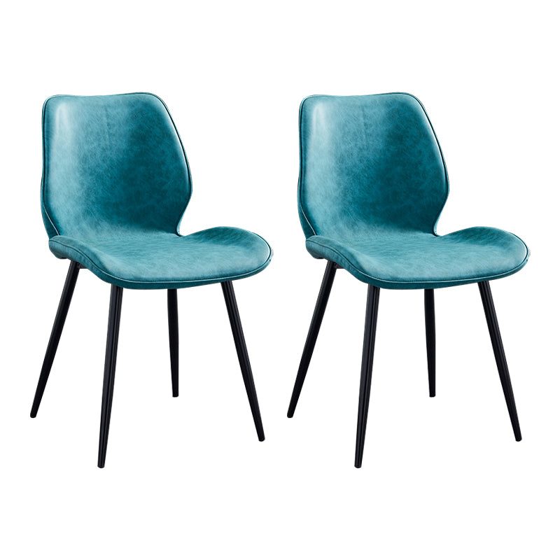Modern Upholstered Armless Dining Chairs Wingback Side Chairs with Metal Legs