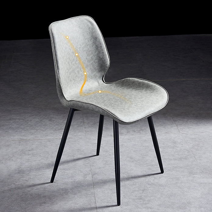 Modern Upholstered Armless Dining Chairs Wingback Side Chairs with Metal Legs
