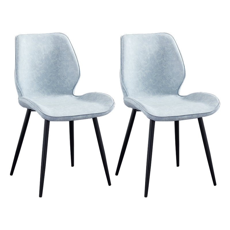 Modern Upholstered Armless Dining Chairs Wingback Side Chairs with Metal Legs