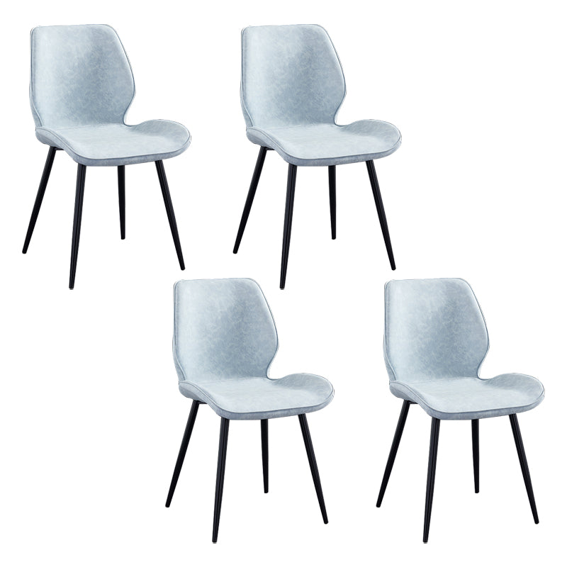 Modern Upholstered Armless Dining Chairs Wingback Side Chairs with Metal Legs