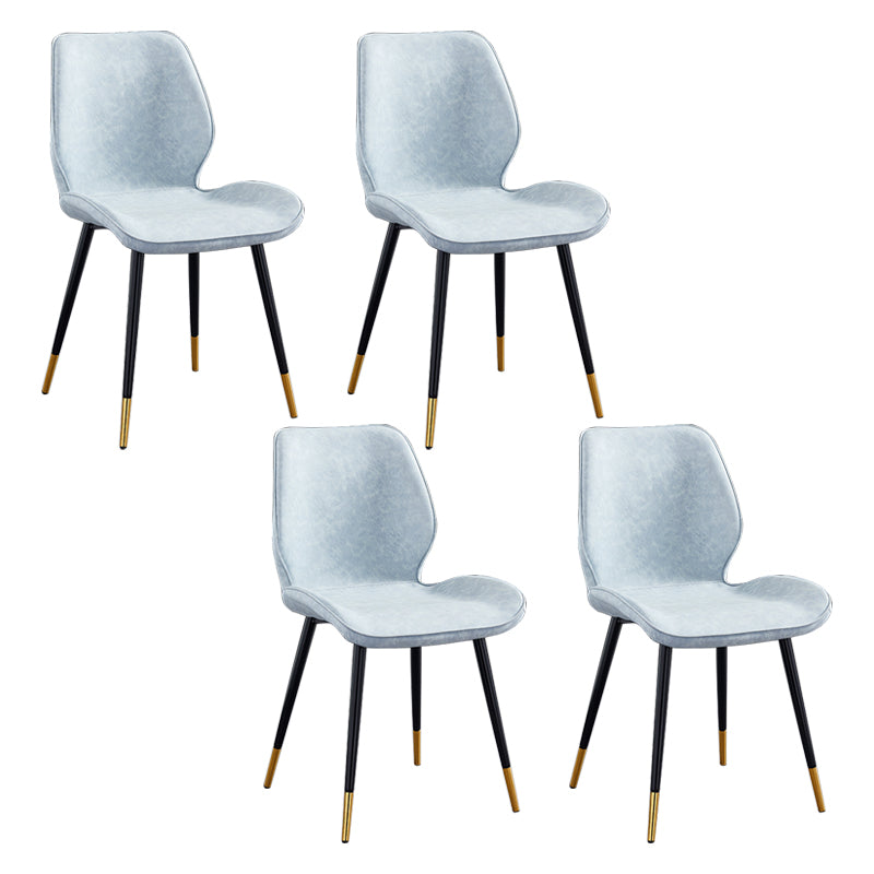 Modern Upholstered Armless Dining Chairs Wingback Side Chairs with Metal Legs