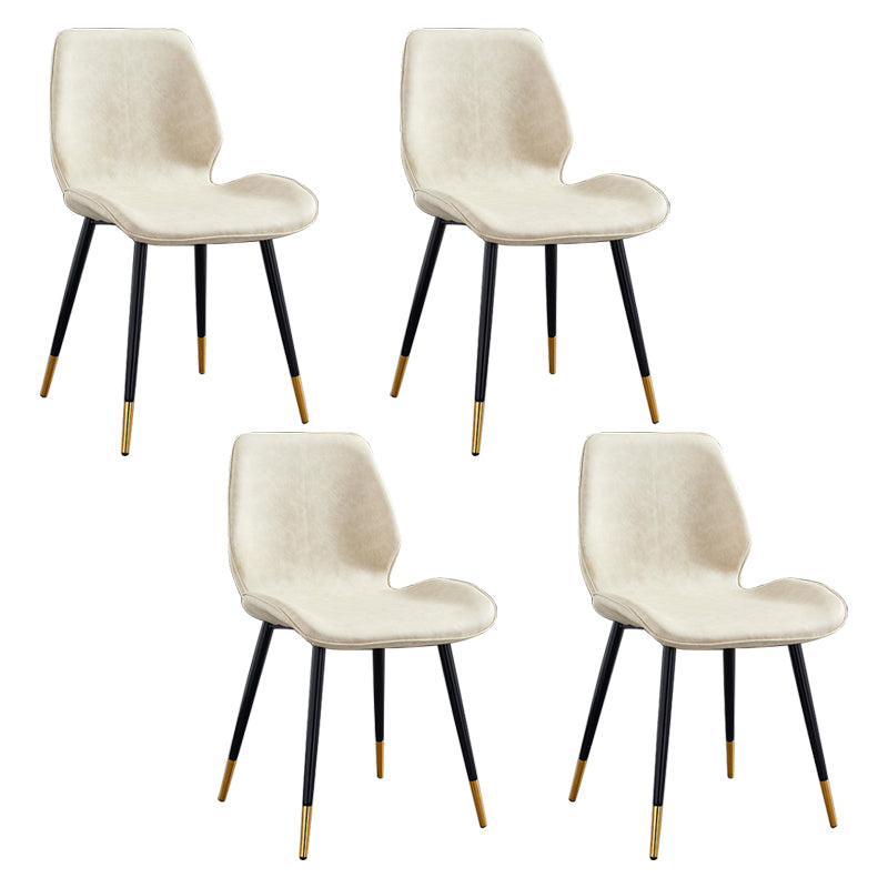Modern Upholstered Armless Dining Chairs Wingback Side Chairs with Metal Legs