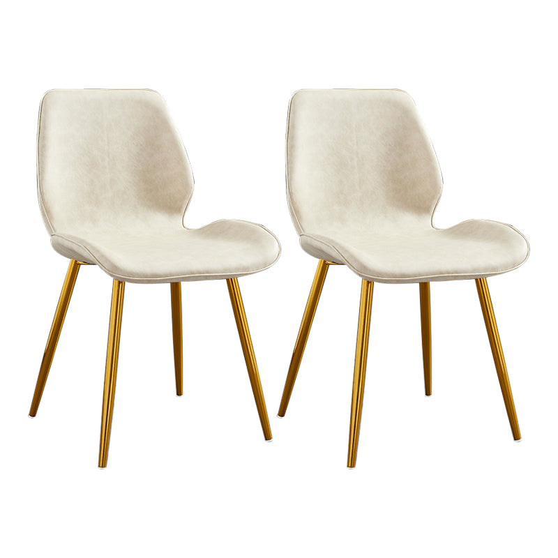 Modern Upholstered Armless Dining Chairs Wingback Side Chairs with Metal Legs