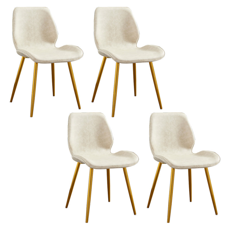 Modern Upholstered Armless Dining Chairs Wingback Side Chairs with Metal Legs