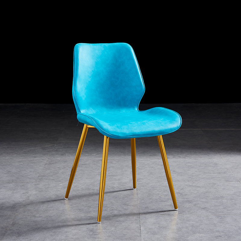 Modern Upholstered Armless Dining Chairs Wingback Side Chairs with Metal Legs
