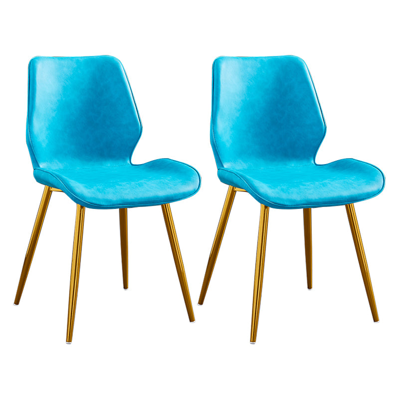 Modern Upholstered Armless Dining Chairs Wingback Side Chairs with Metal Legs