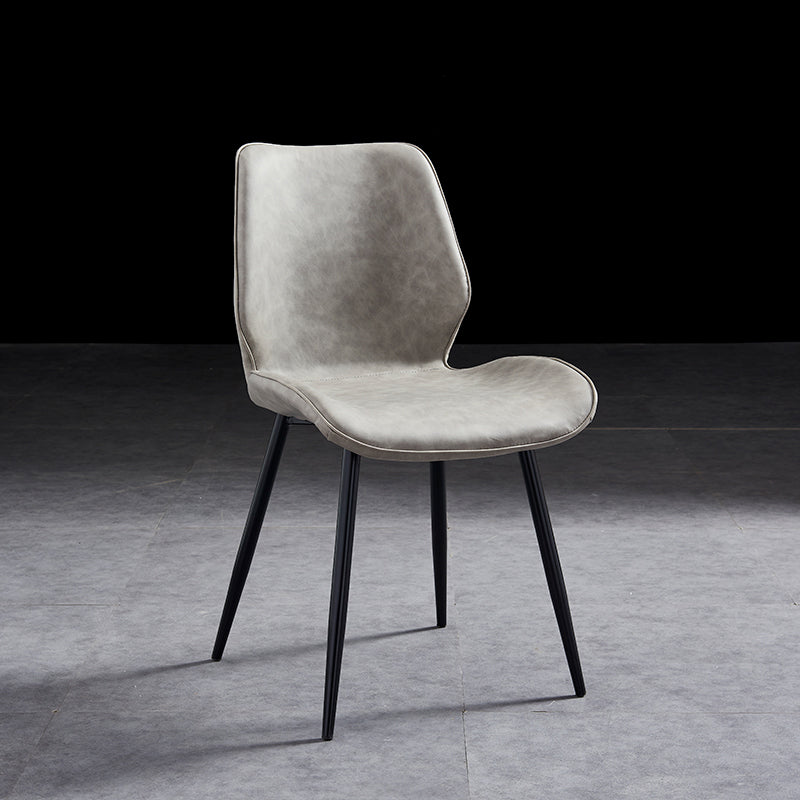 Modern Upholstered Armless Dining Chairs Wingback Side Chairs with Metal Legs