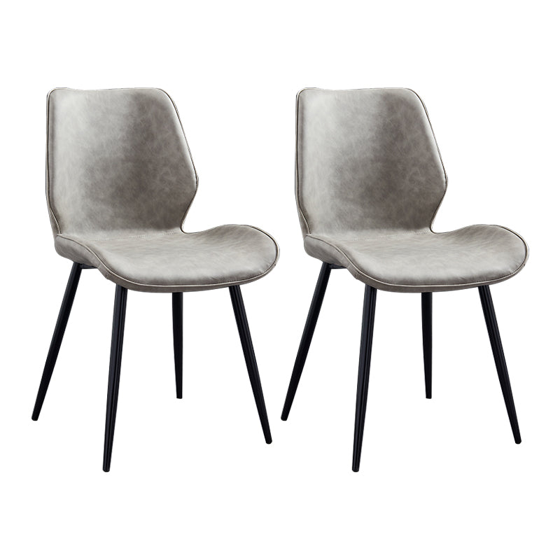 Modern Upholstered Armless Dining Chairs Wingback Side Chairs with Metal Legs