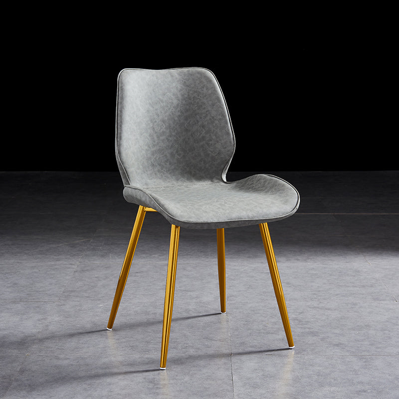Modern Upholstered Armless Dining Chairs Wingback Side Chairs with Metal Legs