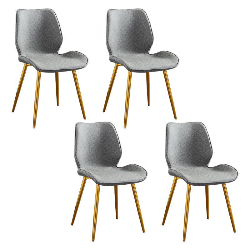 Modern Upholstered Armless Dining Chairs Wingback Side Chairs with Metal Legs