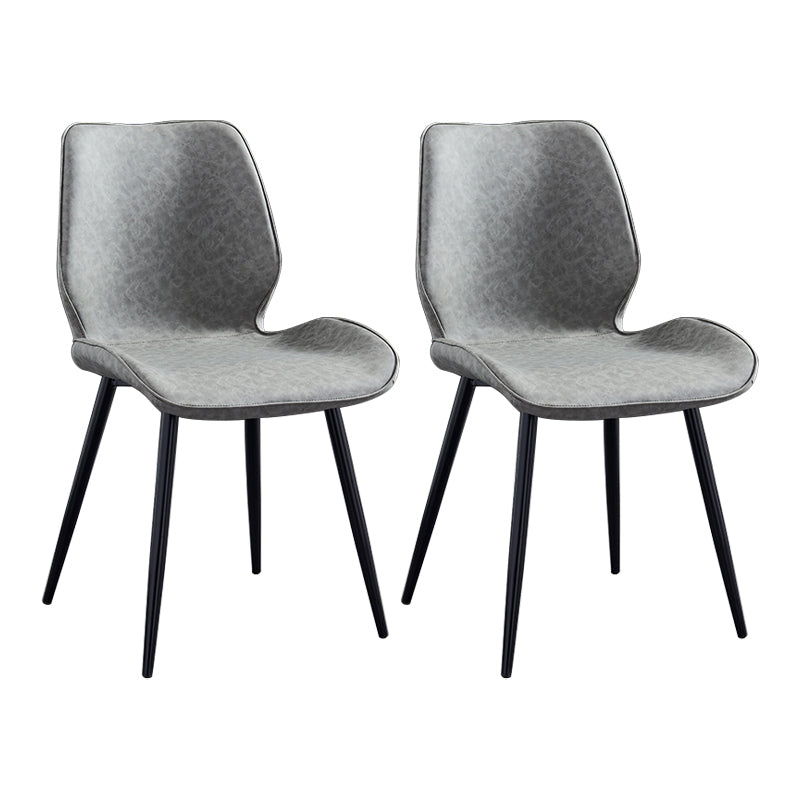 Modern Upholstered Armless Dining Chairs Wingback Side Chairs with Metal Legs