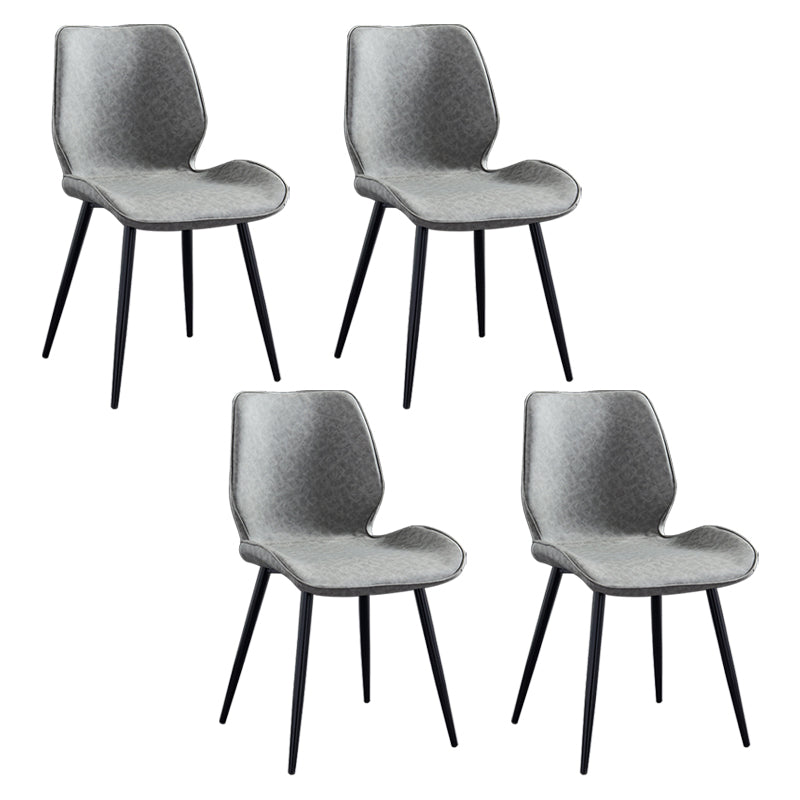 Modern Upholstered Armless Dining Chairs Wingback Side Chairs with Metal Legs