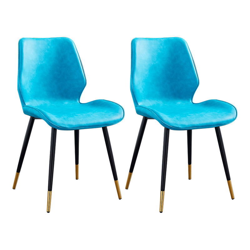 Modern Upholstered Armless Dining Chairs Wingback Side Chairs with Metal Legs