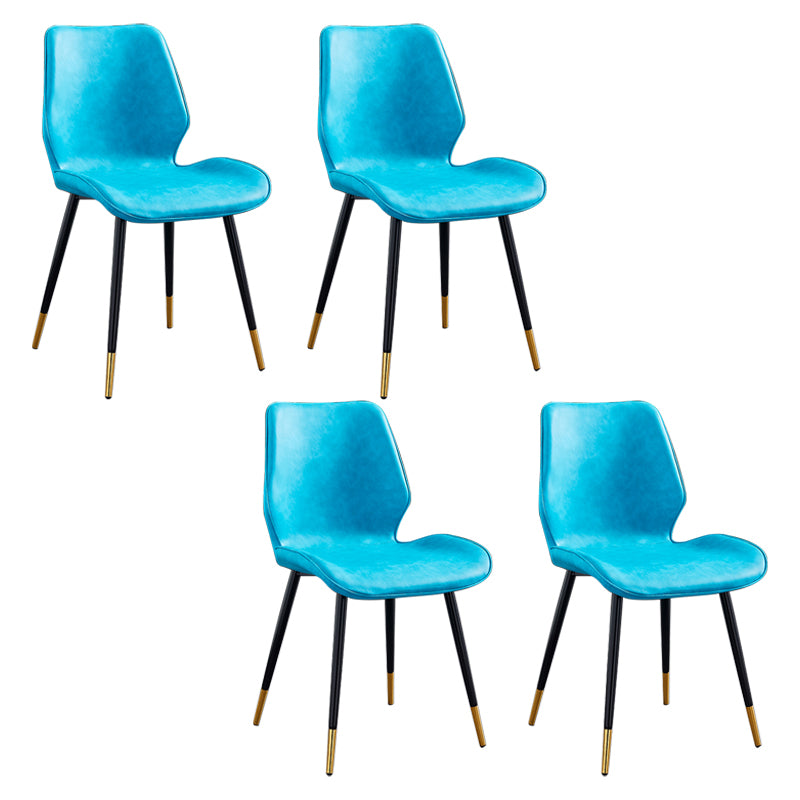 Modern Upholstered Armless Dining Chairs Wingback Side Chairs with Metal Legs