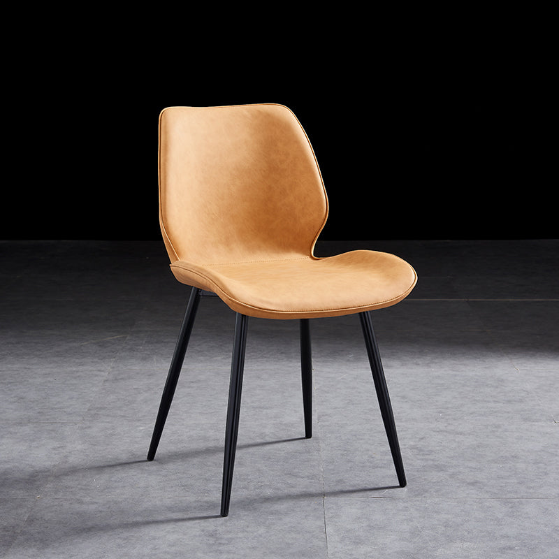 Modern Upholstered Armless Dining Chairs Wingback Side Chairs with Metal Legs