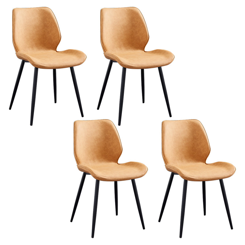 Modern Upholstered Armless Dining Chairs Wingback Side Chairs with Metal Legs
