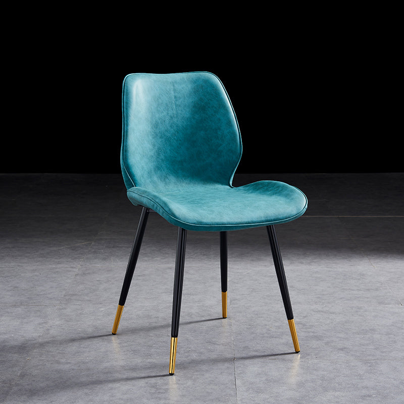 Modern Upholstered Armless Dining Chairs Wingback Side Chairs with Metal Legs