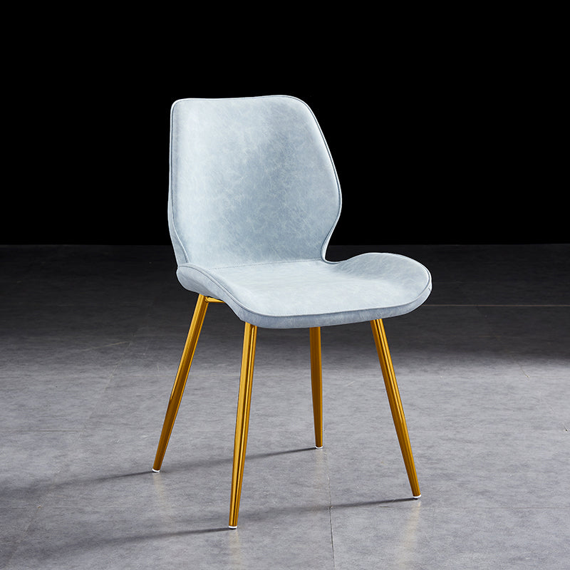 Modern Upholstered Armless Dining Chairs Wingback Side Chairs with Metal Legs