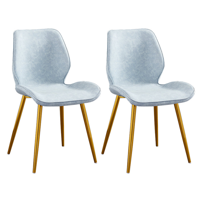 Modern Upholstered Armless Dining Chairs Wingback Side Chairs with Metal Legs