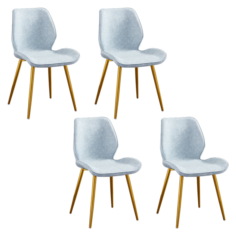 Modern Upholstered Armless Dining Chairs Wingback Side Chairs with Metal Legs