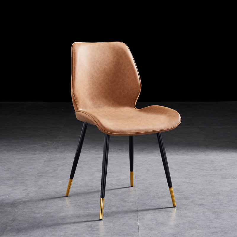 Modern Upholstered Armless Dining Chairs Wingback Side Chairs with Metal Legs