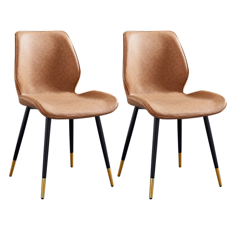 Modern Upholstered Armless Dining Chairs Wingback Side Chairs with Metal Legs