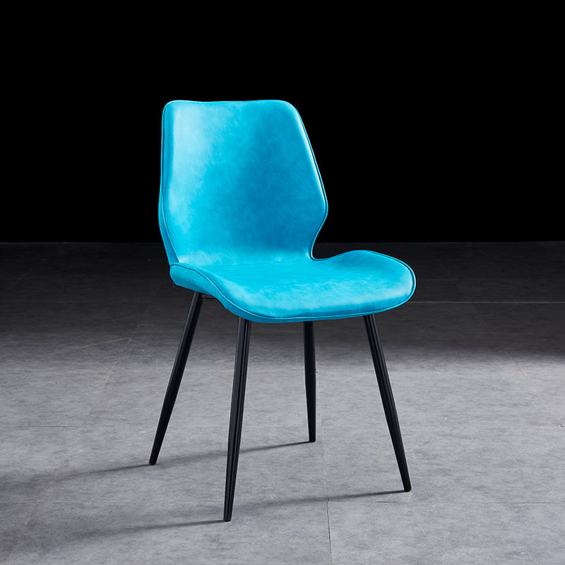 Modern Upholstered Armless Dining Chairs Wingback Side Chairs with Metal Legs