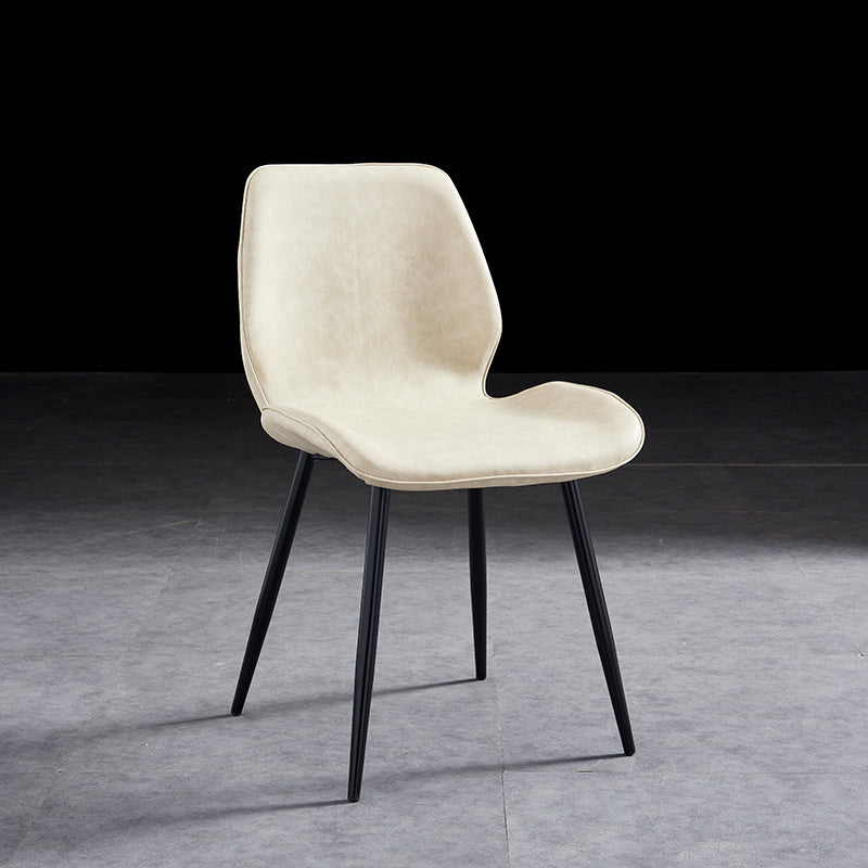 Modern Upholstered Armless Dining Chairs Wingback Side Chairs with Metal Legs