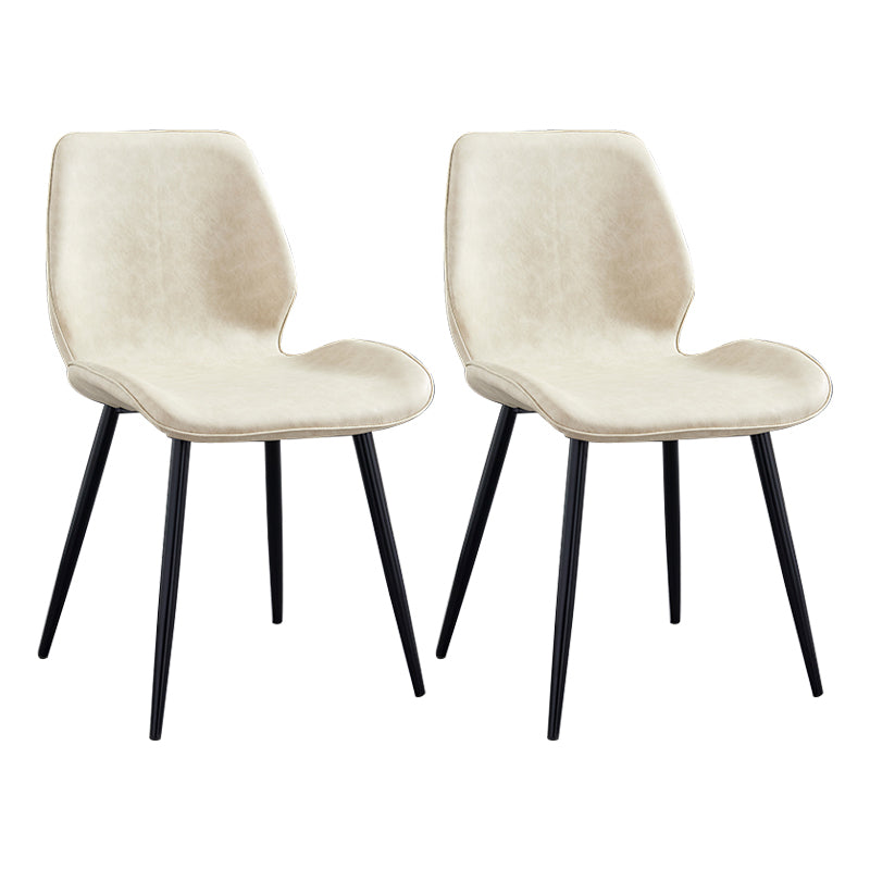 Modern Upholstered Armless Dining Chairs Wingback Side Chairs with Metal Legs