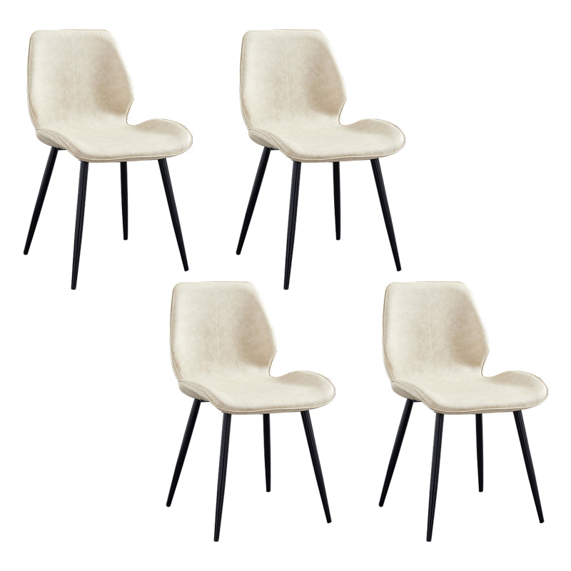 Modern Upholstered Armless Dining Chairs Wingback Side Chairs with Metal Legs