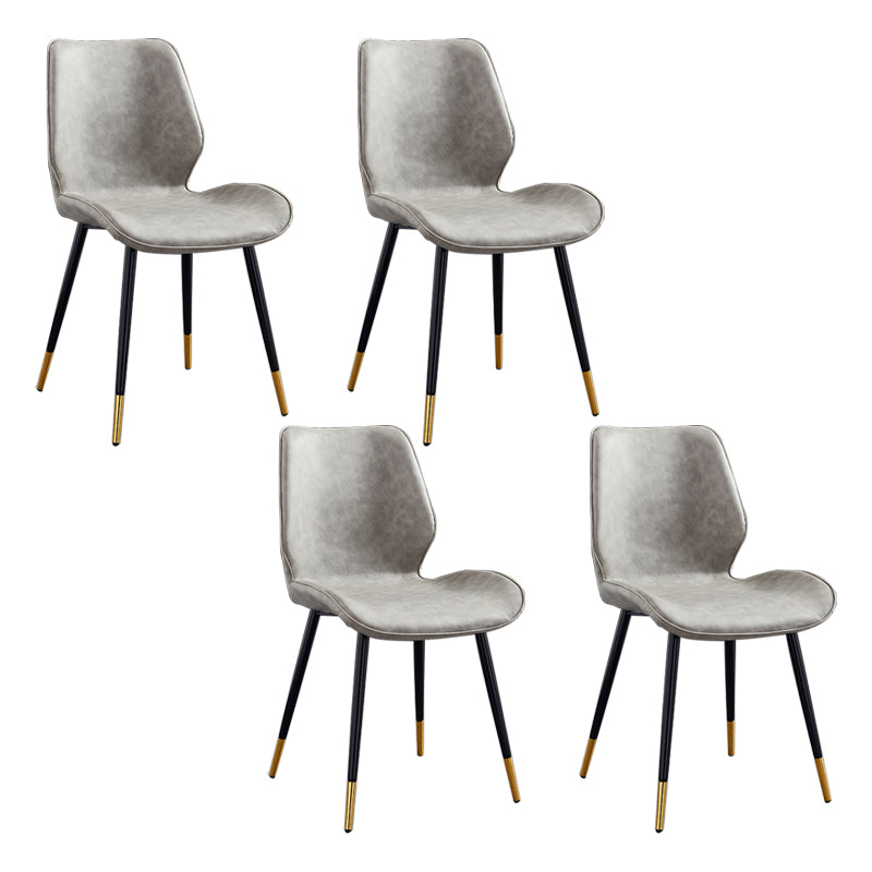 Modern Upholstered Armless Dining Chairs Wingback Side Chairs with Metal Legs