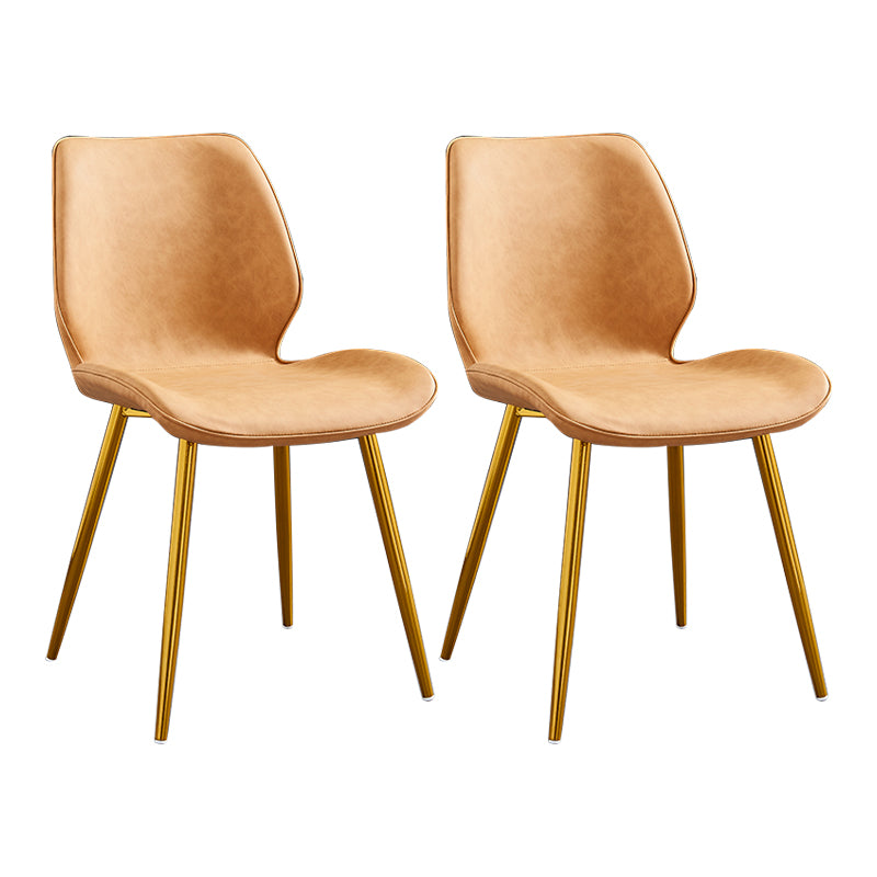 Modern Upholstered Armless Dining Chairs Wingback Side Chairs with Metal Legs