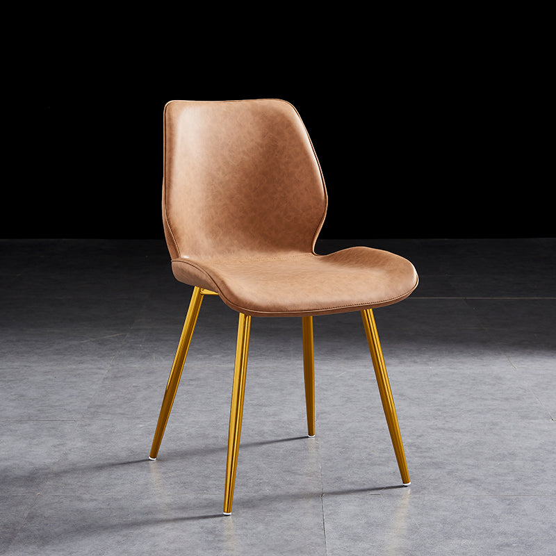 Modern Upholstered Armless Dining Chairs Wingback Side Chairs with Metal Legs