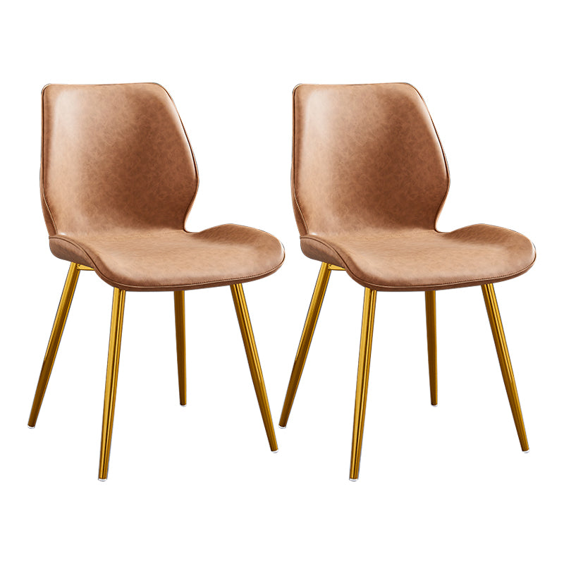 Modern Upholstered Armless Dining Chairs Wingback Side Chairs with Metal Legs