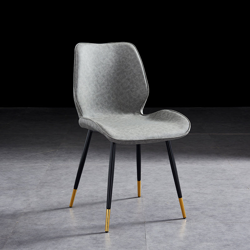 Modern Upholstered Armless Dining Chairs Wingback Side Chairs with Metal Legs