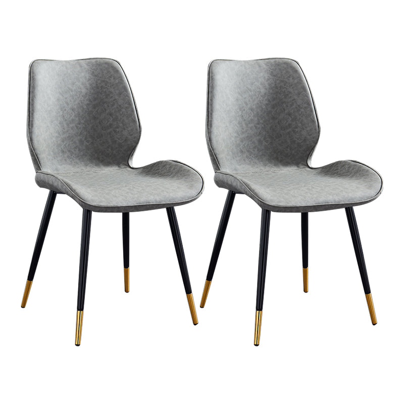 Modern Upholstered Armless Dining Chairs Wingback Side Chairs with Metal Legs