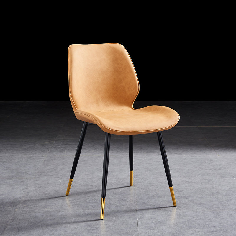 Modern Upholstered Armless Dining Chairs Wingback Side Chairs with Metal Legs